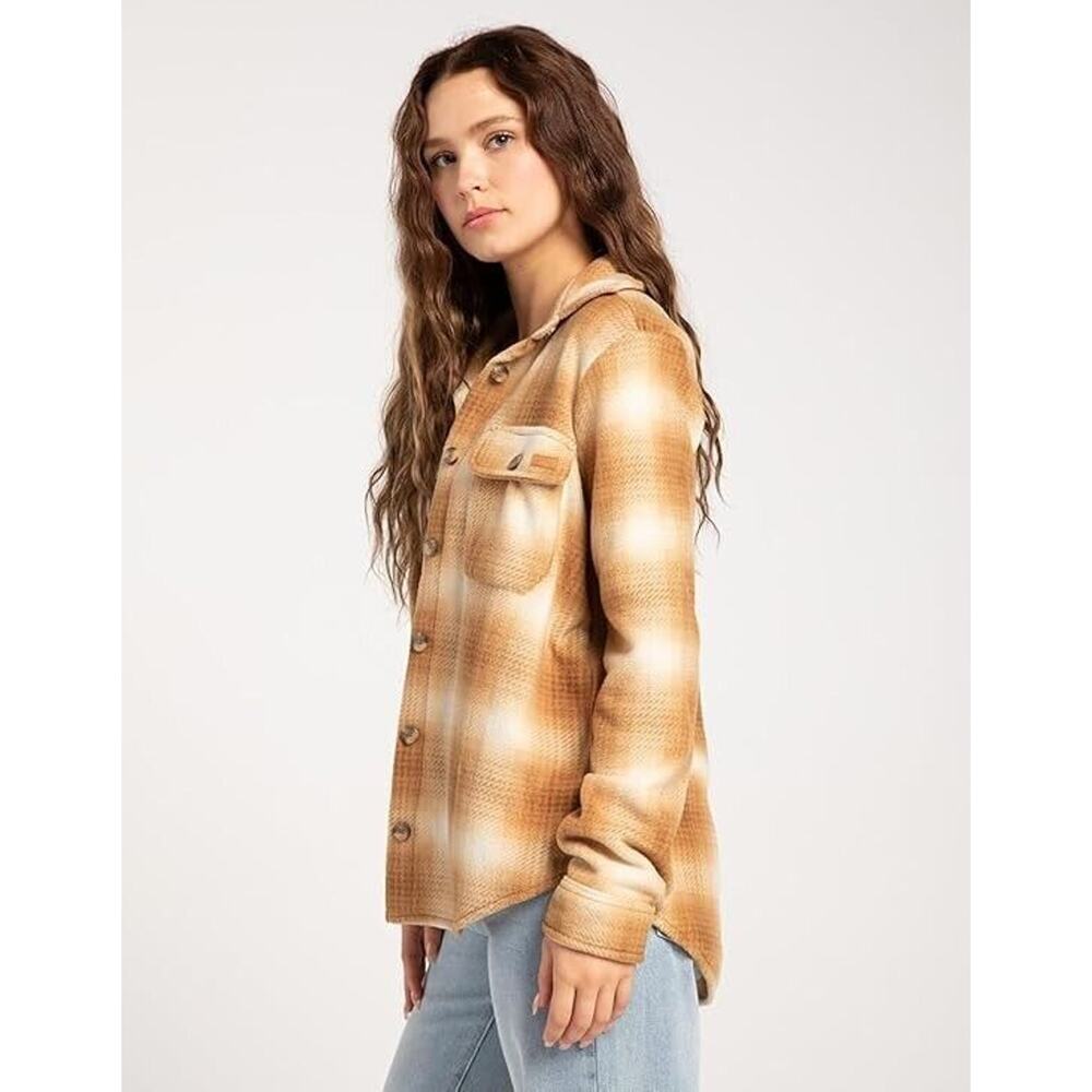 BILLABONG WOMEN'S FORGE LONG-SLEEVE FLEECE CARAMEL SIZE SMALL S B16 - Picture 2 of 4